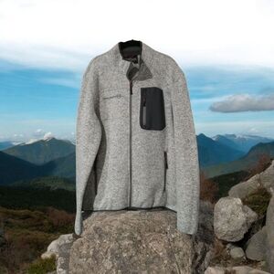 Free Country Gray Lightweight JACKET MEN'S LARGE LIKE NEW HAS BLK. ZIPPER POCKET